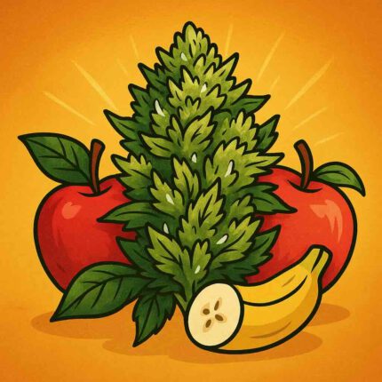 Apple Fritter x Apple Banana – feminisierte Sorte mit süß-fruchtigem Aroma, tropischem Touch und kräftiger Wirkung. Ertragreich und aromatisch.