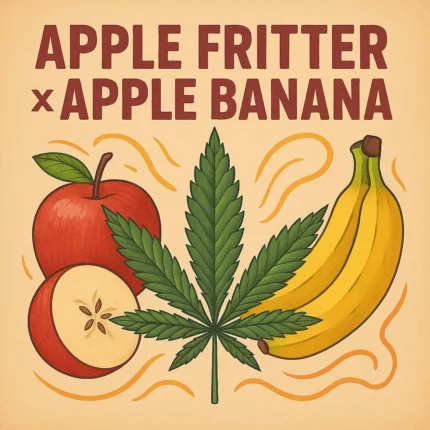 Apple Fritter x Apple Banana – feminisierte Sorte mit süß-fruchtigem Aroma, tropischem Touch und kräftiger Wirkung. Ertragreich und aromatisch.