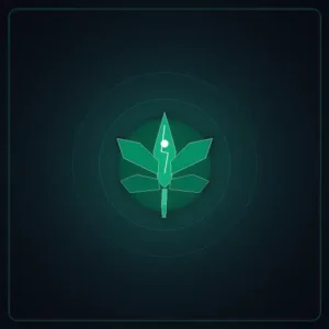 Geometrisches Fast-Version-Blattsymbol im grünen Tech-Stil – schnell blühende Cannabis Samen